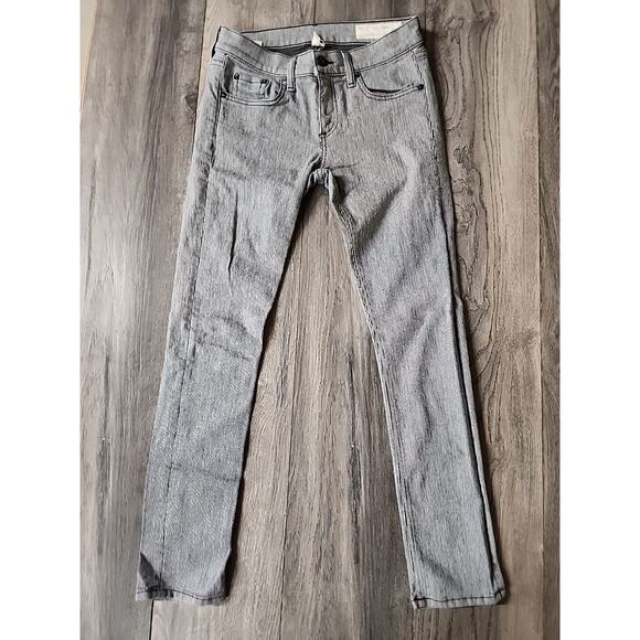 Rag&Bone Tomboy White W/Black Stripes Jeans Womens size 25 - Picture 1 of 4